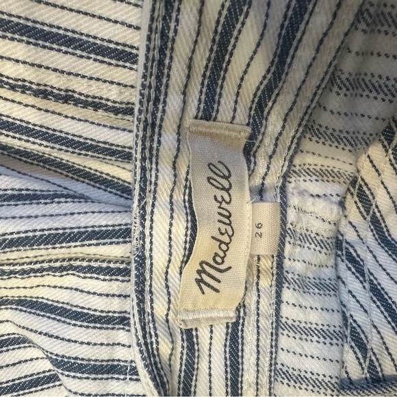 Madewell | Striped Wide-Leg Crop Pants | Size 26 | Blue & White - Picture 9 of 10